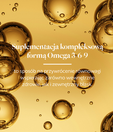 Pyszny olej zamknięty w szklanej butelce - skoncentrowana formuła kwasów tłuszczowych Omega 3-6-9  w formie estrów etylowych oraz witamin.